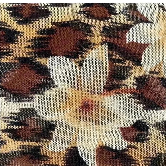 Hawaiian Tropical Floral Yellow Brown Swimming Cover Up One Size #1010 - Picture 3 of 7